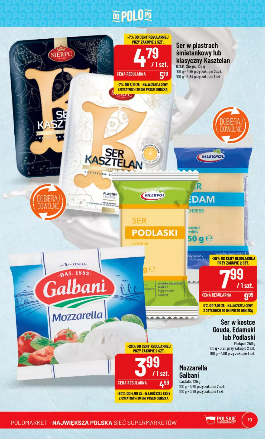 Gazetka promocyjna PoloMarket - Gazetka pomocyjna - ważna 21.06 do 27.06.2023 - strona 19 - produkty: Edam, Galbani, Gouda, Kasztelan, LG, Mozzarella, Podlaski, Ser