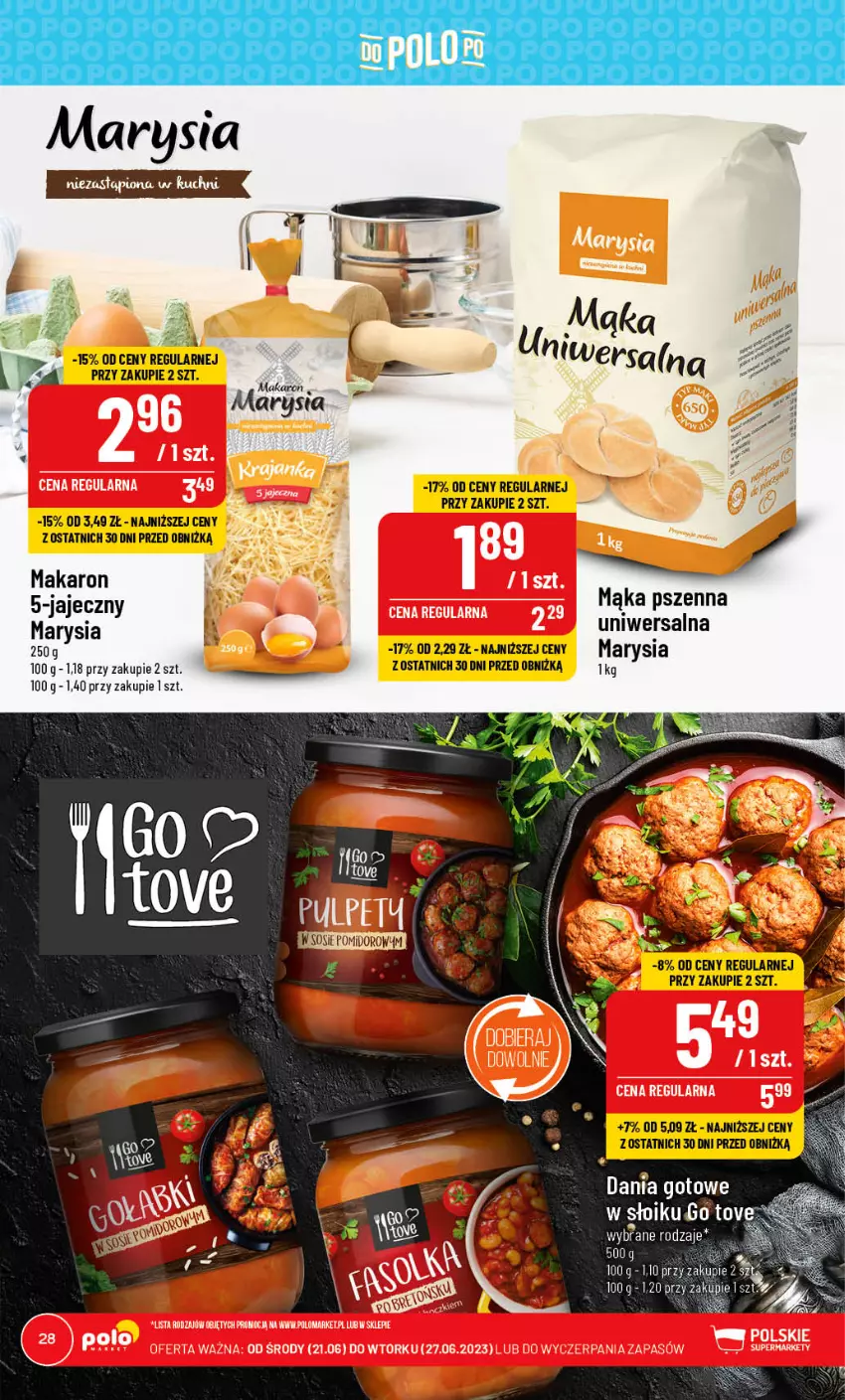 Gazetka promocyjna PoloMarket - Gazetka pomocyjna - ważna 21.06 do 27.06.2023 - strona 28 - produkty: Dania gotowe, Fa, Mąka, Mąka pszenna, Makaron