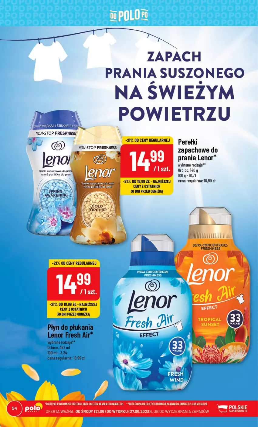 Gazetka promocyjna PoloMarket - Gazetka pomocyjna - ważna 21.06 do 27.06.2023 - strona 54 - produkty: BIC, Lenor, Perełki zapachowe, Płyn do płukania, Top