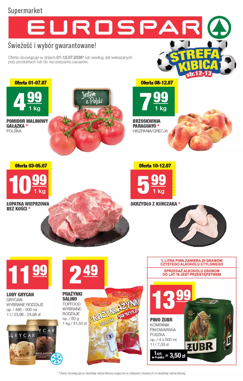 Gazetka promocyjna Spar - EuroSpar - ważna 01.07 do 12.07.2026 - strona 1 - produkty: Gry, Kurczak, Lody, Piwo, Pomidor malinowy, Top