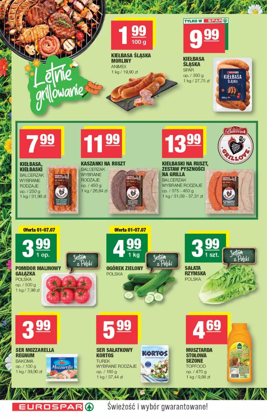 Gazetka promocyjna Spar - EuroSpar - ważna 01.07 do 12.07.2026 - strona 10 - produkty: Bakoma, Grill, Kasza, Kiełbasa, Kiełbasa śląska, Morliny, Mozzarella, Mus, Musztarda, Ogórek, Pomidor malinowy, Sałat, Ser, Top