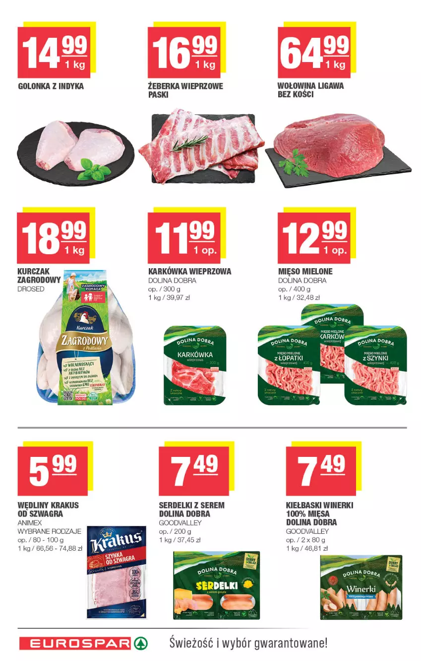 Gazetka promocyjna Spar - EuroSpar - ważna 01.07 do 12.07.2026 - strona 6 - produkty: Golonka z indyka, Gra, Karkówka wieprzowa, Krakus, Kurczak, Mięso, Mięso mielone, Ser, Serdelki, Wołowina