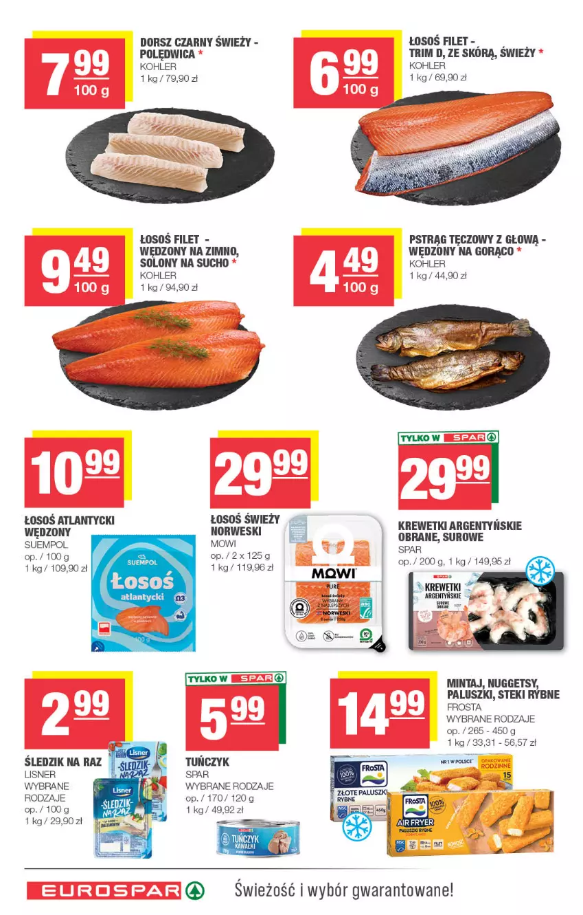 Gazetka promocyjna Spar - EuroSpar - ważna 01.07 do 12.07.2026 - strona 8 - produkty: Dorsz, Frosta, Krewetki, Lisner, Mintaj, Polędwica, Pstrąg, Pstrąg tęczowy, Stek