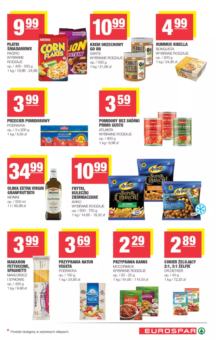 Gazetka promocyjna Spar - EuroSpar - ważna 01.07 do 12.07.2026 - strona 9 - produkty: Bell, Bella, Cif, Cukier, Danio, Frytki, Gin, Gra, Hummus, Kamis, Krem orzechowy, Makaron, Monini, Mus, Oliwa, Podravka, Pomidory, Sante, Spaghetti, Vegeta