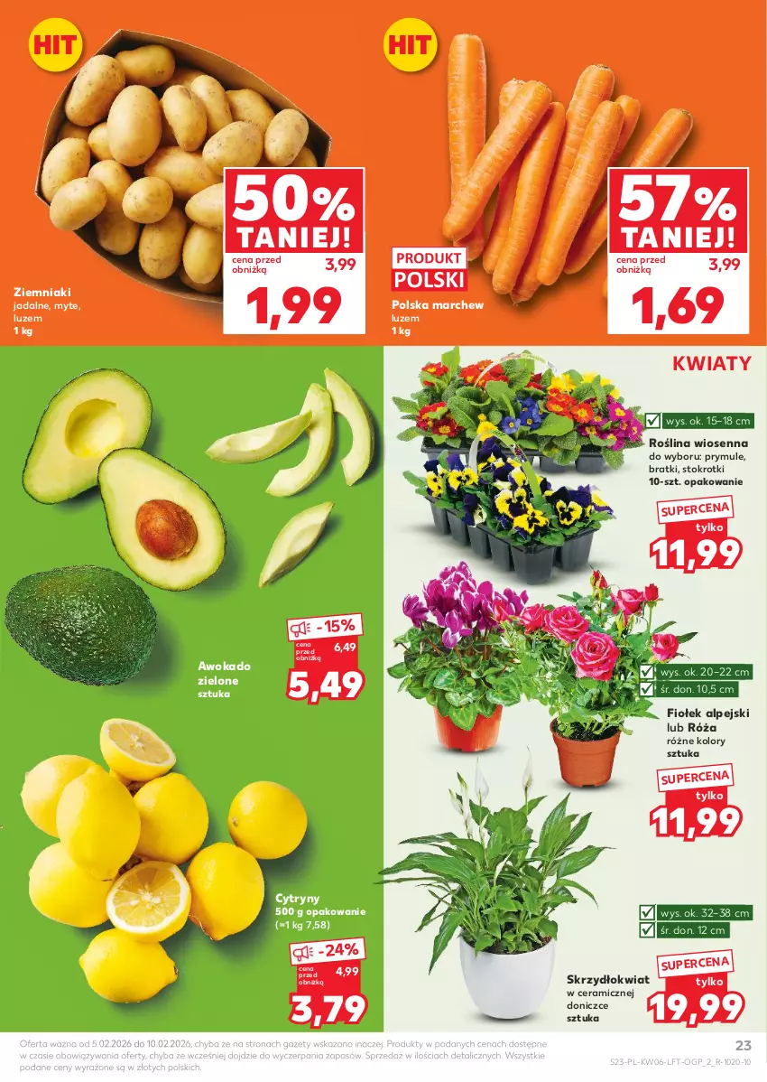 Gazetka promocyjna Kaufland - Gazetka tygodnia - ważna 05.02 do 10.02.2026 - strona 23 - produkty: Cytryny, Mule, Róża, Ziemniaki