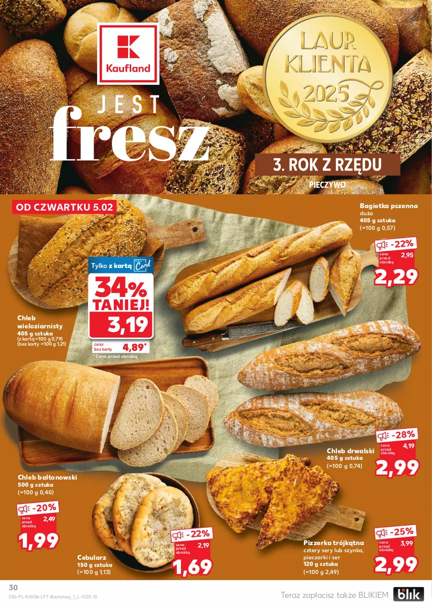 Gazetka promocyjna Kaufland - Gazetka tygodnia - ważna 05.02 do 10.02.2026 - strona 30 - produkty: Bagietka, Bagietka pszenna, Cebula, Chleb, Chleb wieloziarnisty, Piec, Pieczywo, Ser, Szynka, Tera