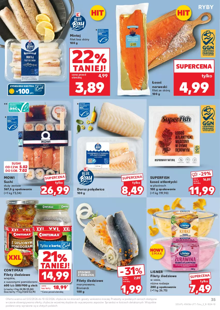 Gazetka promocyjna Kaufland - Gazetka tygodnia - ważna 05.02 do 10.02.2026 - strona 35 - produkty: Dorsz, Lisner, Mintaj, Polędwica, Sos, Sushi
