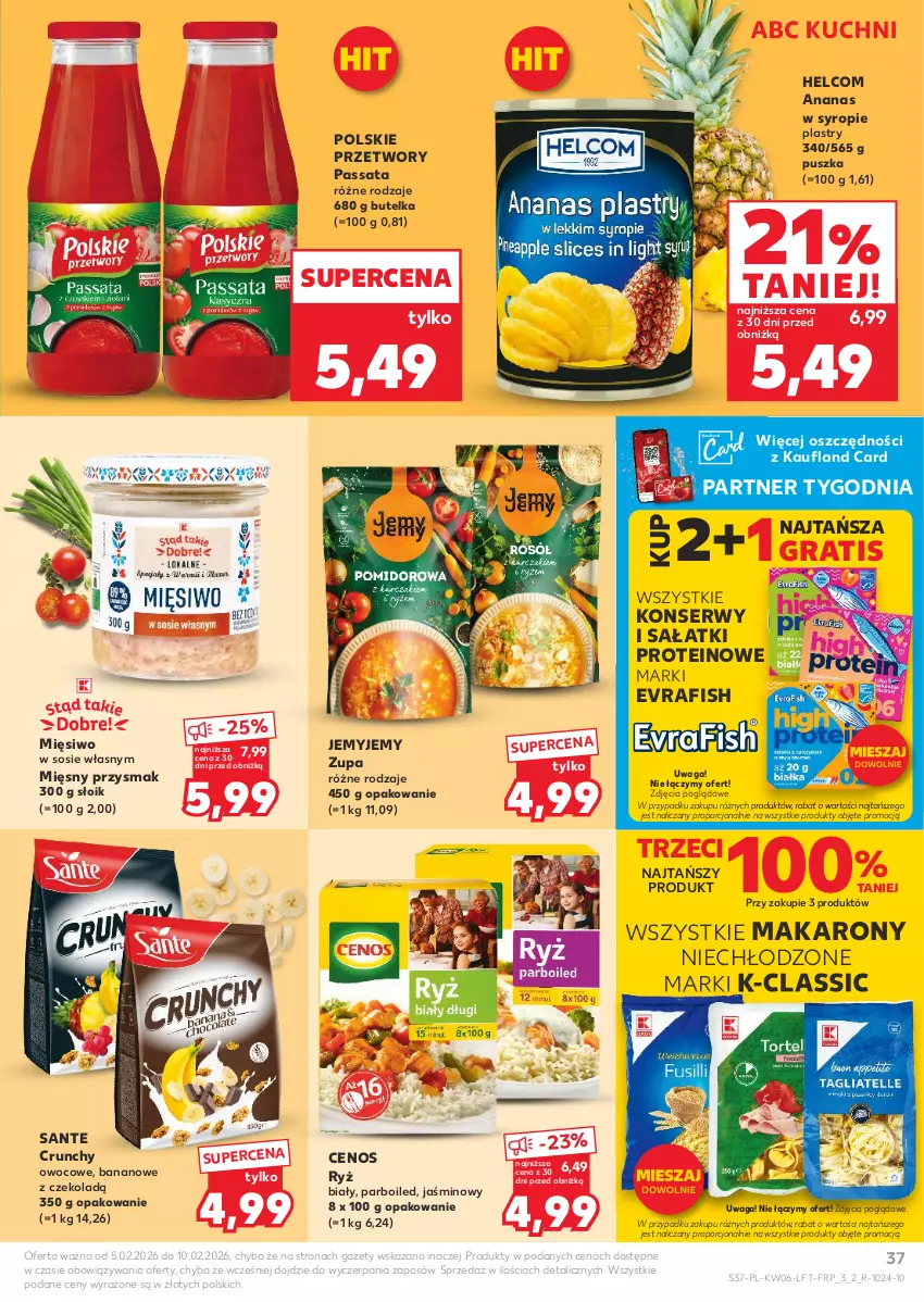 Gazetka promocyjna Kaufland - Gazetka tygodnia - ważna 05.02 do 10.02.2026 - strona 37 - produkty: Ananas, Cenos, Gra, HELCOM, Makaron, Por, Ryż, Ryż biały, Sałat, Sante, Ser, Sos, Syrop, Waga, Zupa