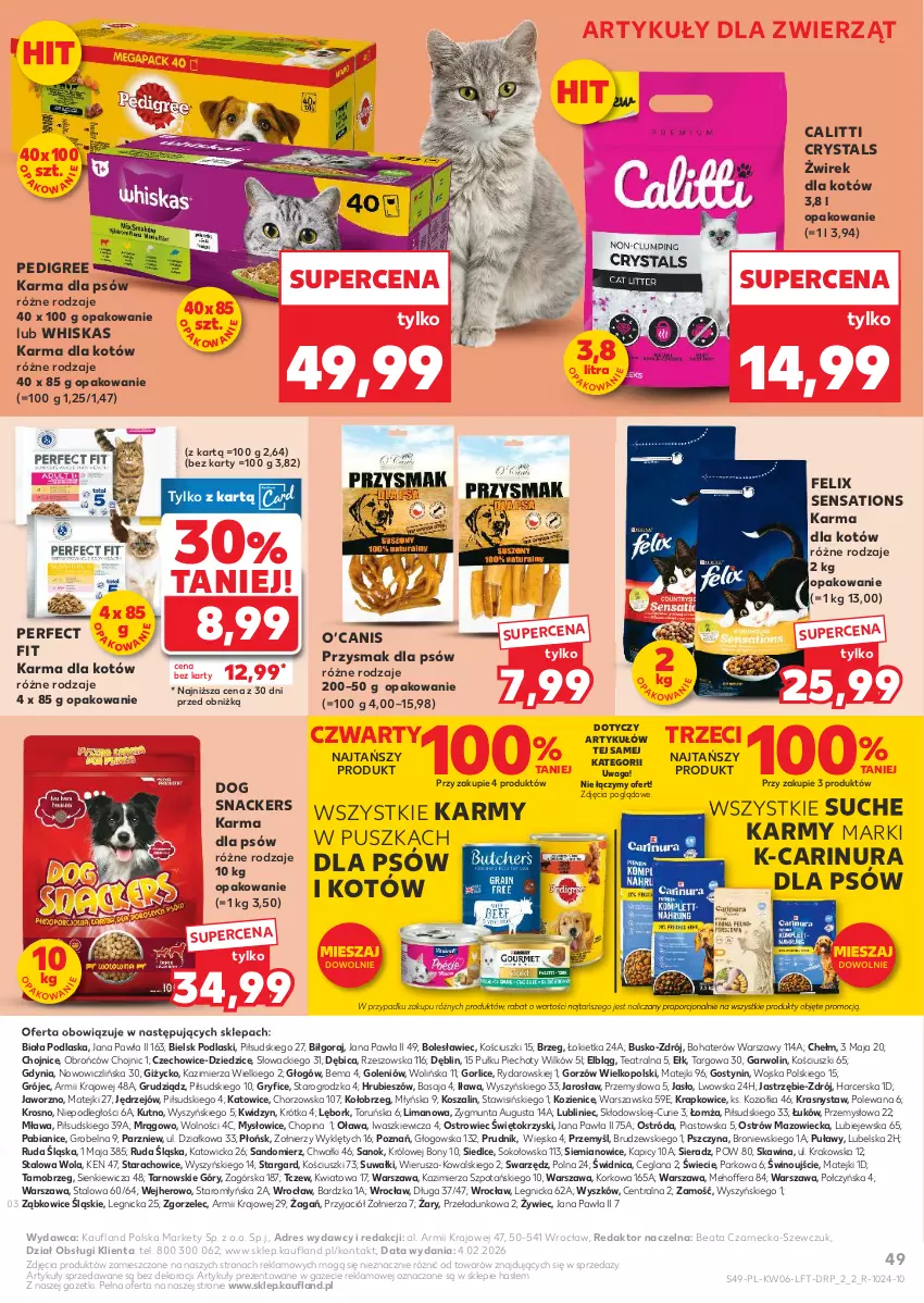 Gazetka promocyjna Kaufland - Gazetka tygodnia - ważna 05.02 do 10.02.2026 - strona 49 - produkty: BIC, Dres, Felix, Gry, Kosz, LANA, Pedigree, Piast, Piec, Podlaski, Por, Sati, Sok, Szal, Waga, Whiskas, Wino
