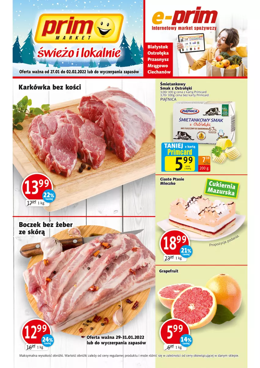 Gazetka promocyjna Prim Market - Gazetka - ważna 27.02 do 01.02.2022 - strona 1 - produkty: Boczek, Mleczko, Piątnica, Ptasie mleczko, Sok