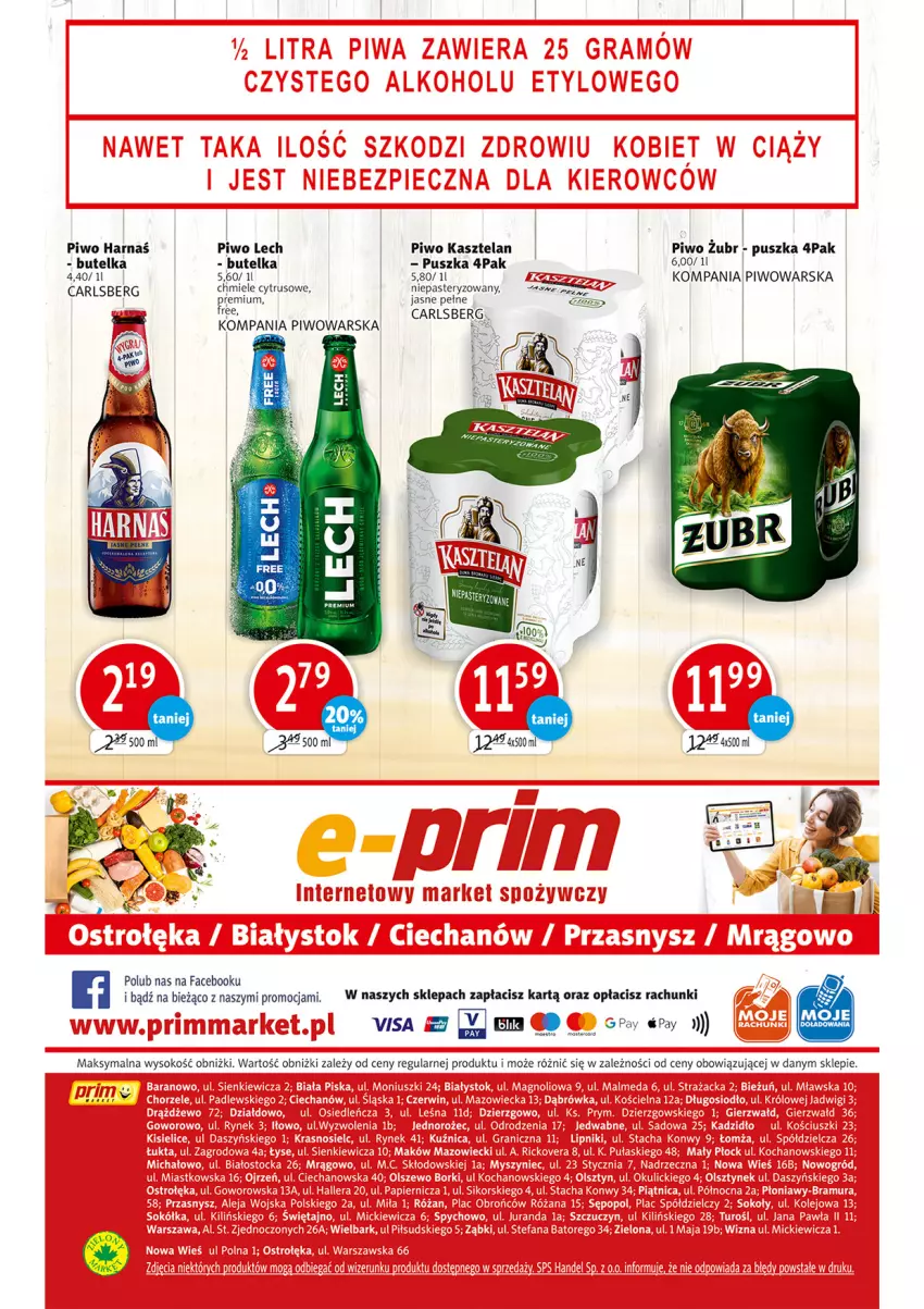 Gazetka promocyjna Prim Market - Gazetka - ważna 27.02 do 01.02.2022 - strona 12 - produkty: Carlsberg, Fa, Harnaś, Kasztelan, Piwo, Sok