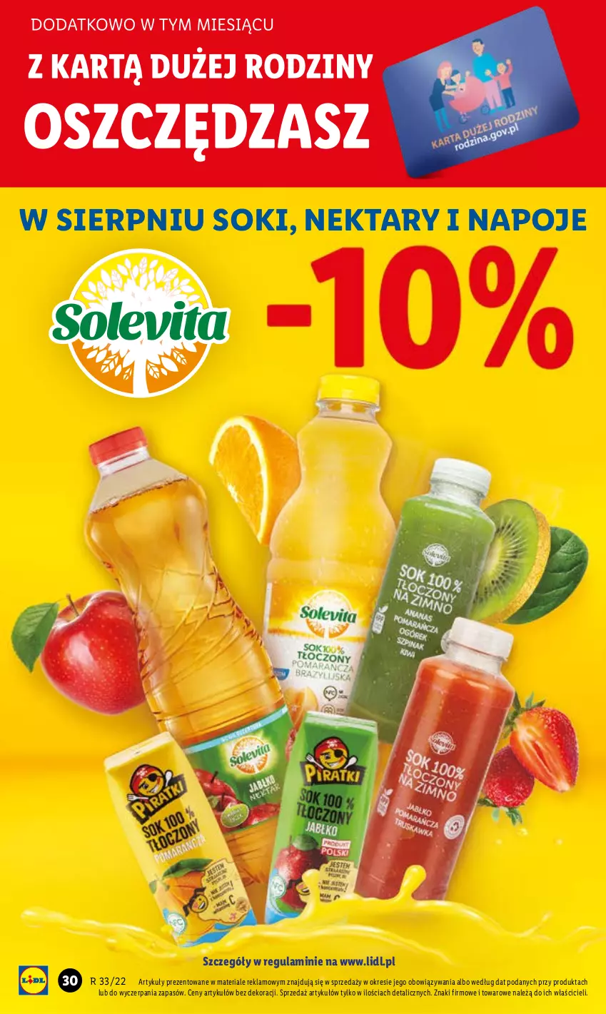 Gazetka promocyjna Lidl - GAZETKA - ważna 18.08 do 20.08.2022 - strona 30 - produkty: Napoje, Nektar, Sok