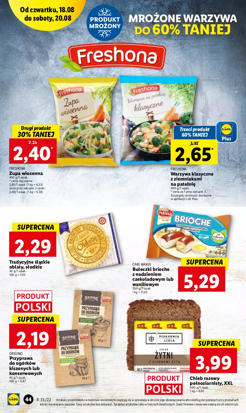 Gazetka promocyjna Lidl - GAZETKA - ważna 18.08 do 20.08.2022 - strona 44 - produkty: Bułeczki, Chleb, Gin, Ser, Warzywa, Zupa