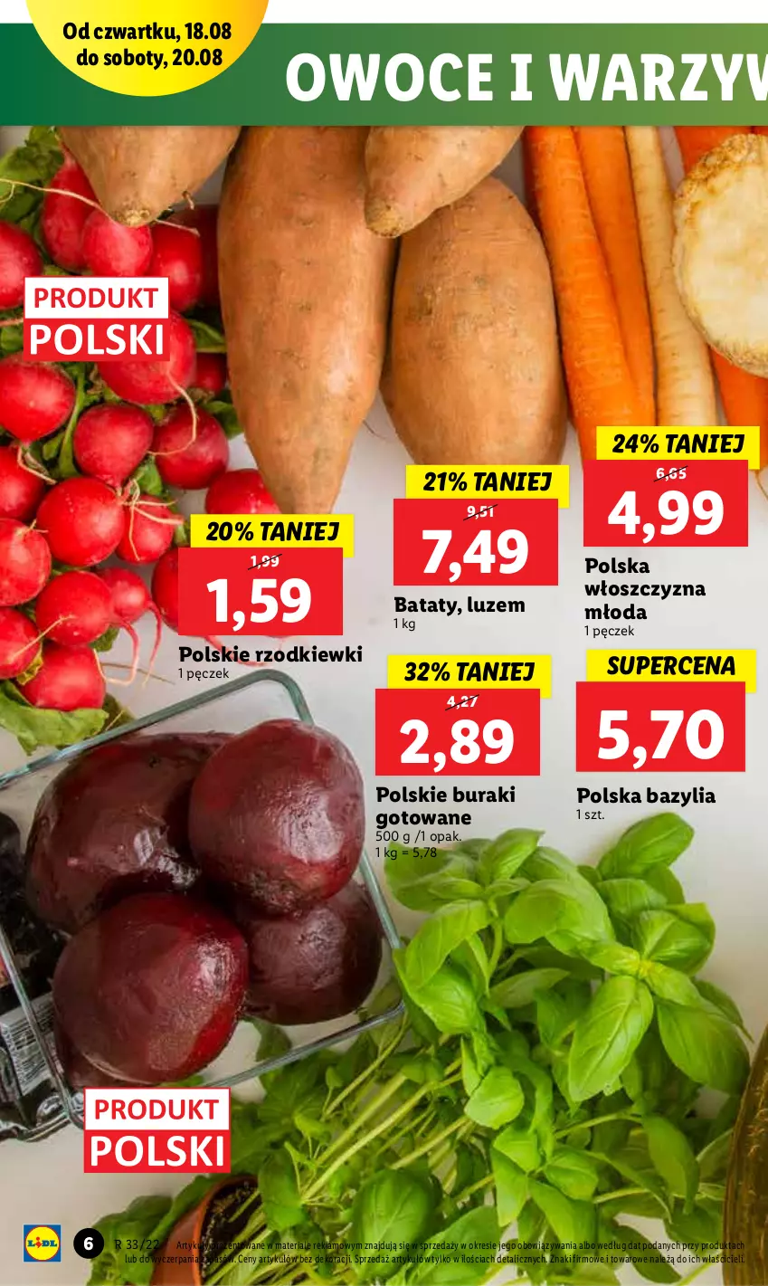 Gazetka promocyjna Lidl - GAZETKA - ważna 18.08 do 20.08.2022 - strona 6 - produkty: Bazyl, Bazylia, Buraki, Owoce