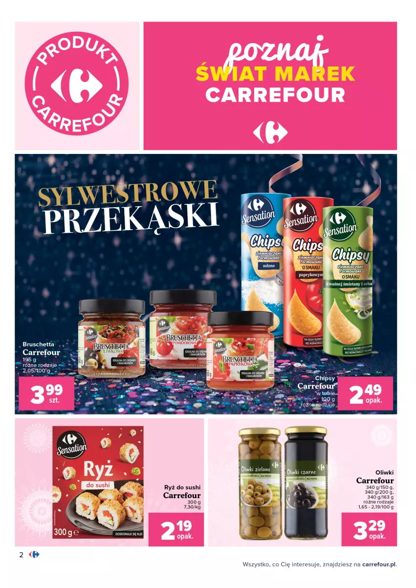 Gazetka promocyjna Carrefour - Gazetka Carrefour - ważna 28.12.2021 do 09.01.2022 - strona 2 - produkty: Oliwki, Ryż, Ryż do sushi, Sushi