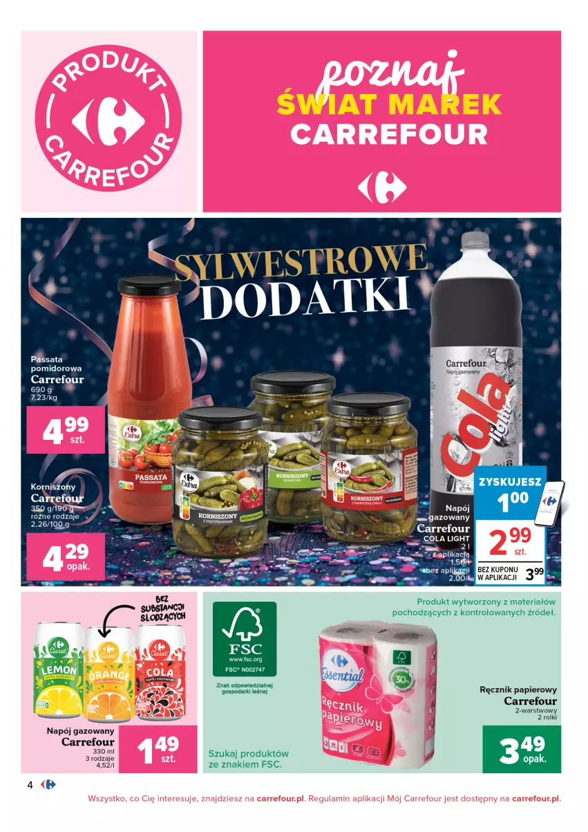 Gazetka promocyjna Carrefour - Gazetka Carrefour - ważna 28.12.2021 do 09.01.2022 - strona 4 - produkty: Napój, Napój gazowany, Papier, Ręcznik, Rolki