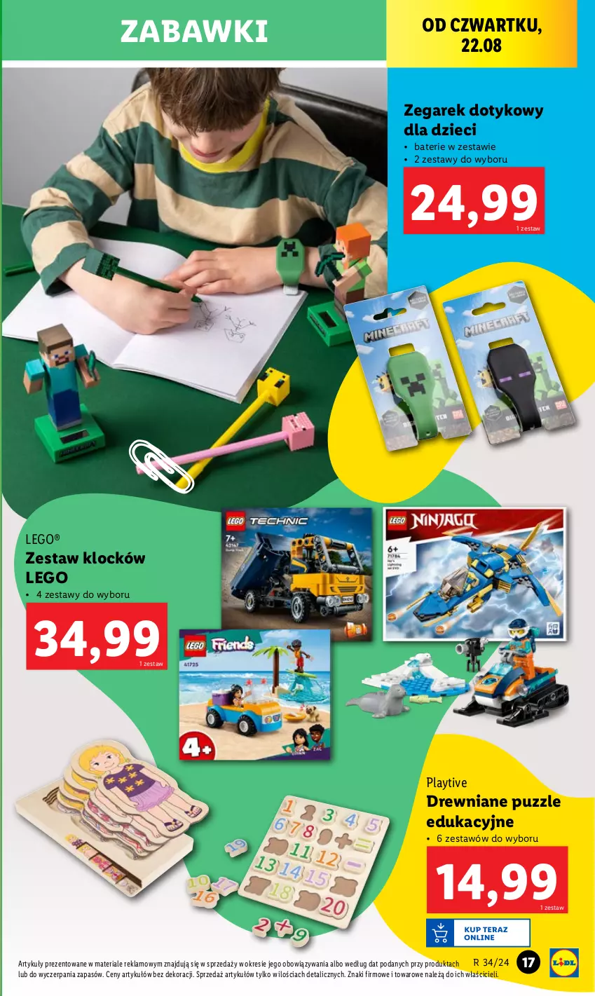 Gazetka promocyjna Lidl - GAZETKA - ważna 19.08 do 25.08.2024 - strona 19 - produkty: Dzieci, LEGO, Puzzle, Zegar, Zegarek