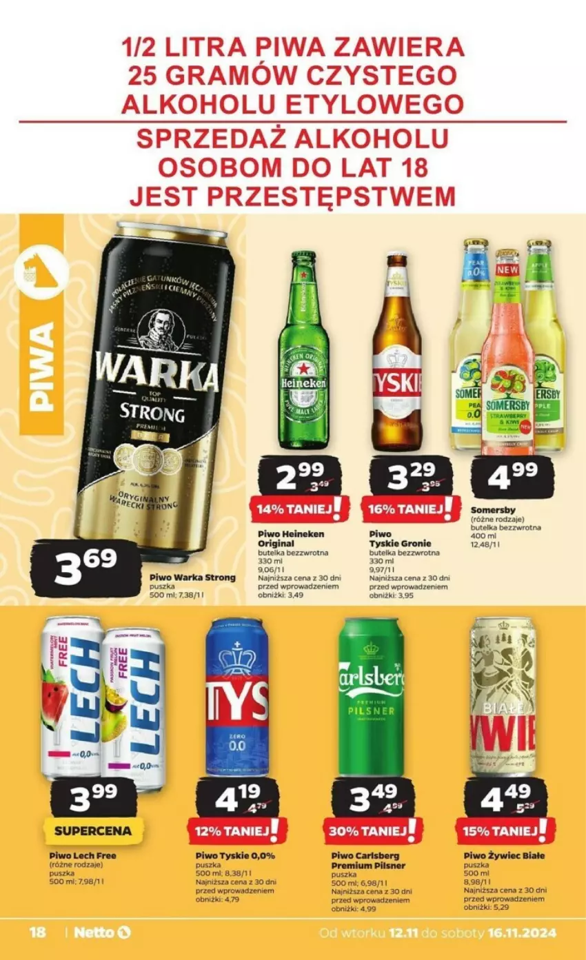 Gazetka promocyjna Netto - ważna 12.11 do 16.11.2024 - strona 10 - produkty: Gin, Gra, Heineken, Piwa, Piwo, Tyskie, Warka