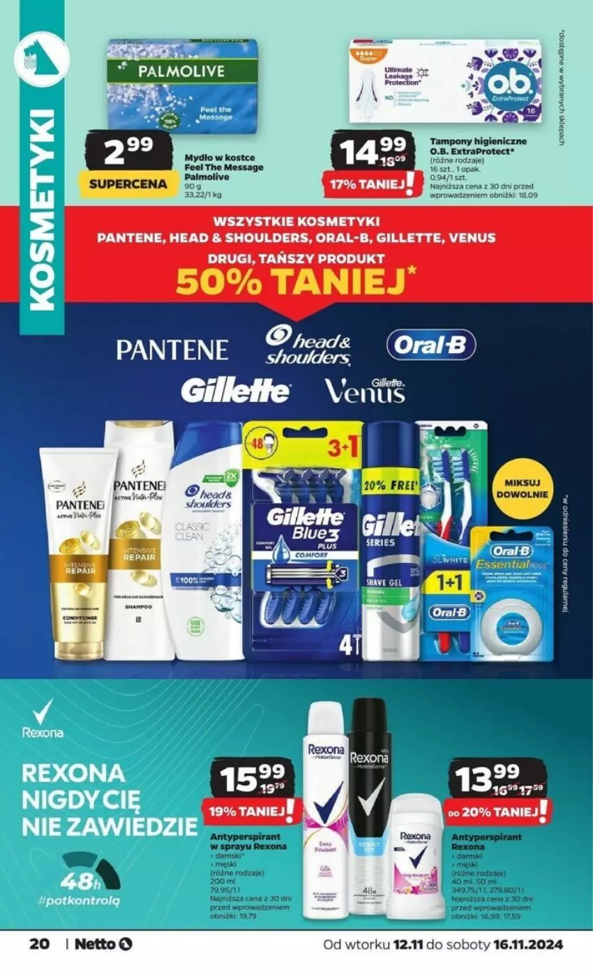 Gazetka promocyjna Netto - ważna 12.11 do 16.11.2024 - strona 13 - produkty: Gillette, Mydło, O.B., Pantene, Tampony, Venus