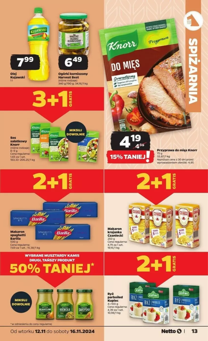 Gazetka promocyjna Netto - ważna 12.11 do 16.11.2024 - strona 5 - produkty: Kamis, Knorr, Kujawski, Kupiec, Makaron, Mus, Piec, Ryż, Sałat