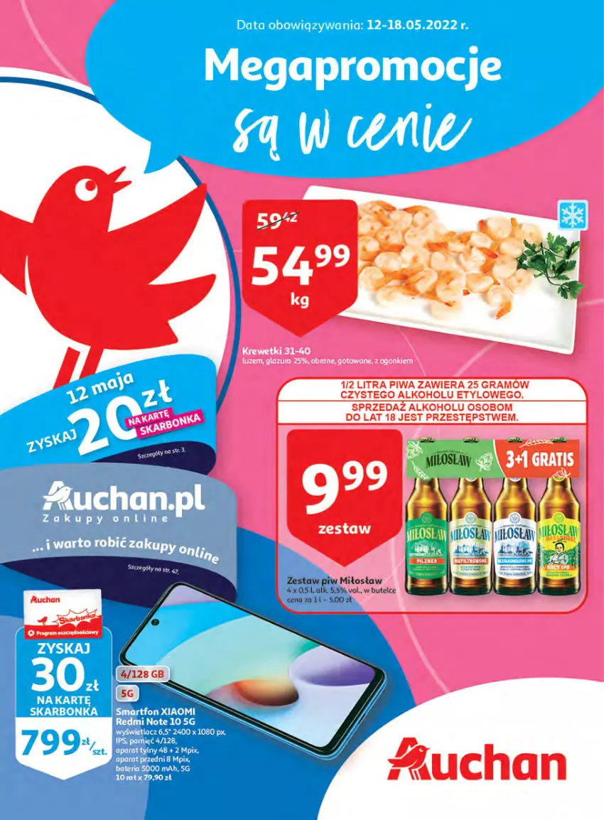 Gazetka promocyjna Auchan - Megapromocje są w cenie Hipermarkety - ważna 12.05 do 18.05.2022 - strona 1 - produkty: Bateria, Redmi Note, Smartfon