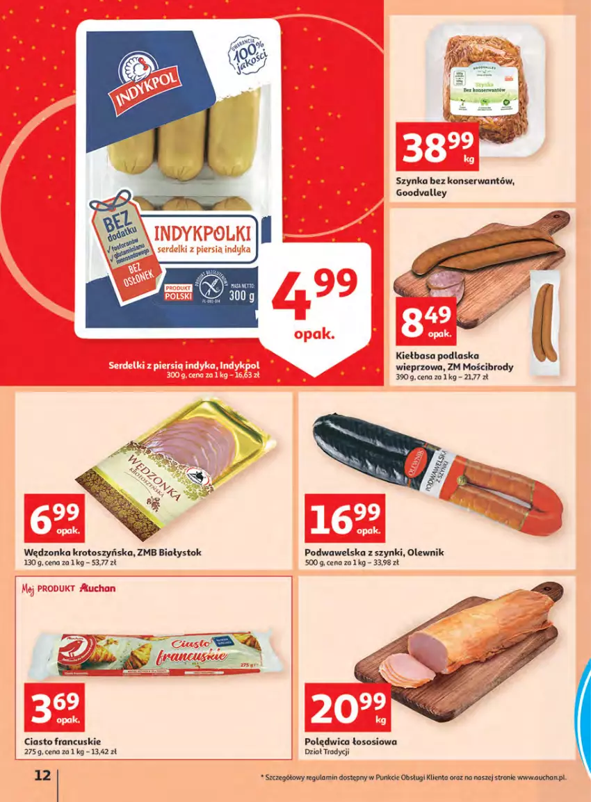 Gazetka promocyjna Auchan - Megapromocje są w cenie Hipermarkety - ważna 12.05 do 18.05.2022 - strona 12 - produkty: Ciasto francuskie, Kiełbasa, Olewnik, Polędwica, Ser, Sos, Szynka, Wawel