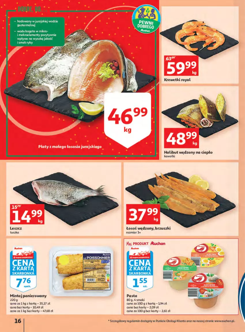 Gazetka promocyjna Auchan - Megapromocje są w cenie Hipermarkety - ważna 12.05 do 18.05.2022 - strona 16 - produkty: Halibut, Kawa, Krewetki, Mintaj, Tusz, Woda