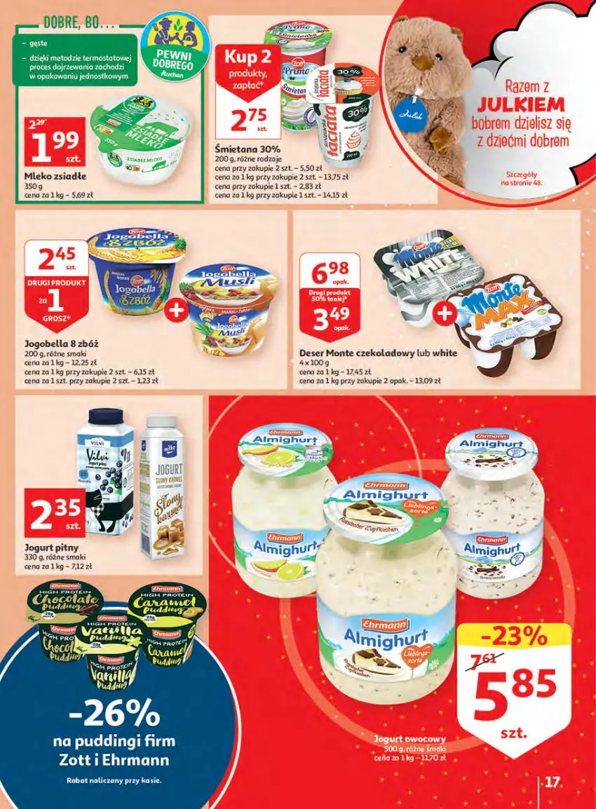 Gazetka promocyjna Auchan - Megapromocje są w cenie Hipermarkety - ważna 12.05 do 18.05.2022 - strona 17 - produkty: Bell, Bella, Deser, Jogobella, Jogurt, Jogurt pitny, Mleko, Mleko zsiadłe, Monte, Pudding, Ser, Zott