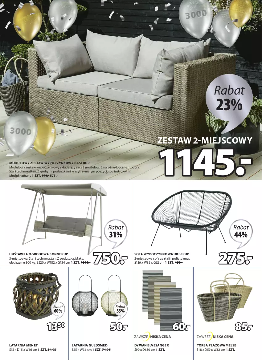 Gazetka promocyjna Jysk - Oferta tygodnia - ważna 21.04 do 04.05.2021 - strona 5 - produkty: Dywan, Fa, Huśtawka, Latarnia, Poduszka, Sofa, Torba