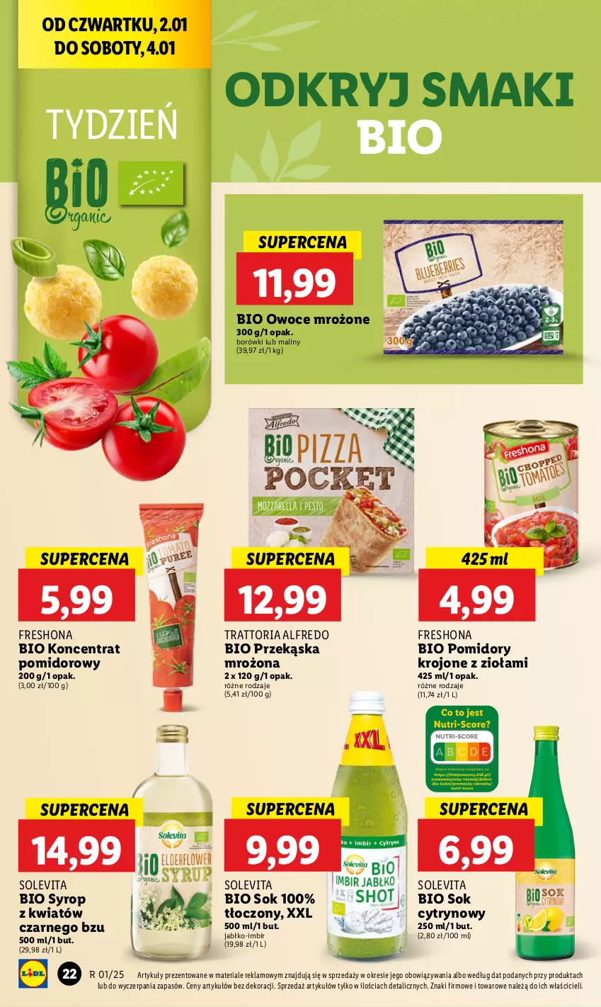 Gazetka promocyjna Lidl - GAZETKA - ważna 02.01 do 04.01.2025 - strona 26 - produkty: Imbir, Koncentrat pomidorowy, Maliny, Owoce, Pomidory, Pomidory krojone, Sok, Syrop