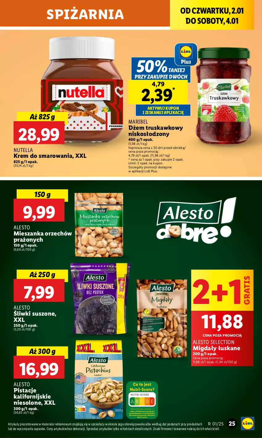 Gazetka promocyjna Lidl - GAZETKA - ważna 02.01 do 04.01.2025 - strona 31 - produkty: Dżem, Gra, Migdały, Migdały łuskane, Nutella, Pistacje