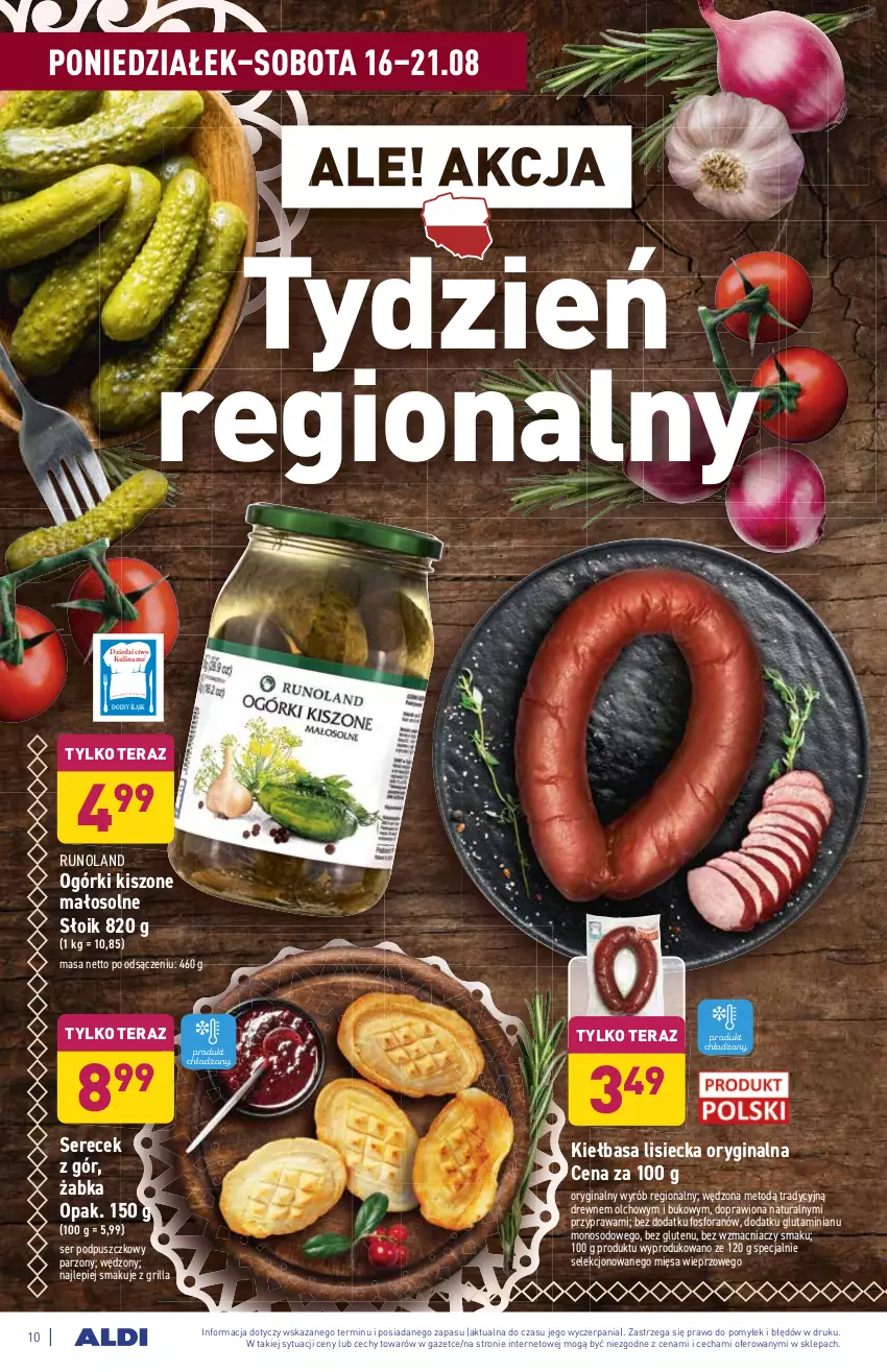 Gazetka promocyjna Aldi - ważna 16.08 do 21.08.2021 - strona 10 - produkty: Gin, Grill, Kiełbasa, Runoland, Ser, Tera