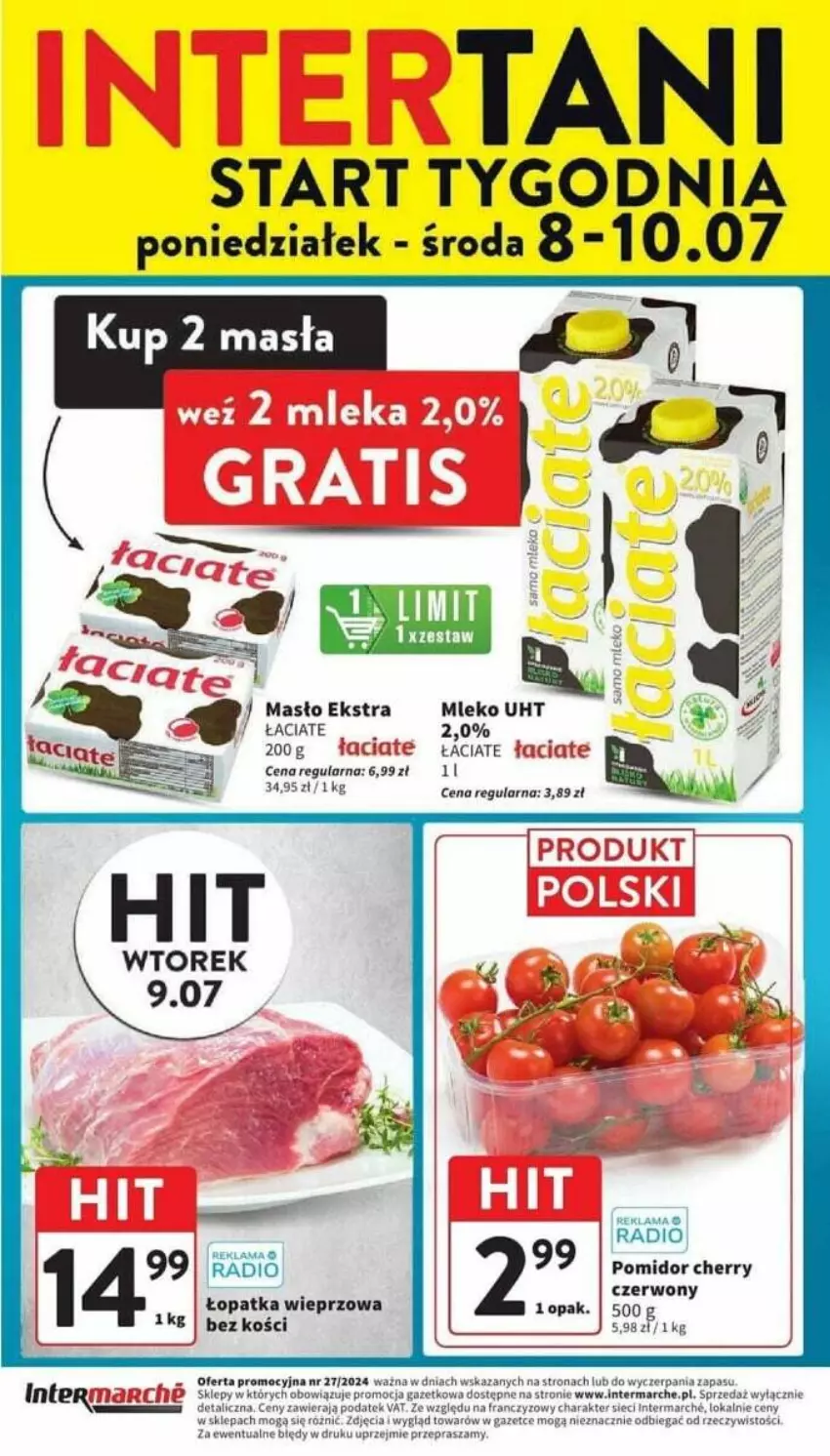 Gazetka promocyjna Intermarche - ważna 08.07 do 10.07.2024 - strona 1 - produkty: Fa, Masło, Mleko, Rama