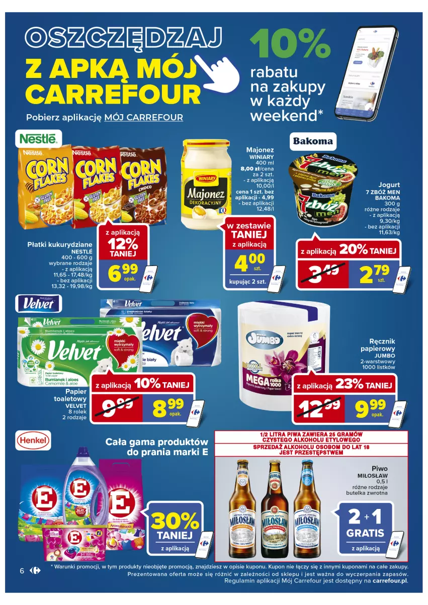 Gazetka promocyjna Carrefour - Gazetka Market - ważna 25.01 do 05.02.2022 - strona 6 - produkty: Bakoma, Cars, Gra, Jogurt, LG, Piwa, Piwo, Ręcznik, Winiary