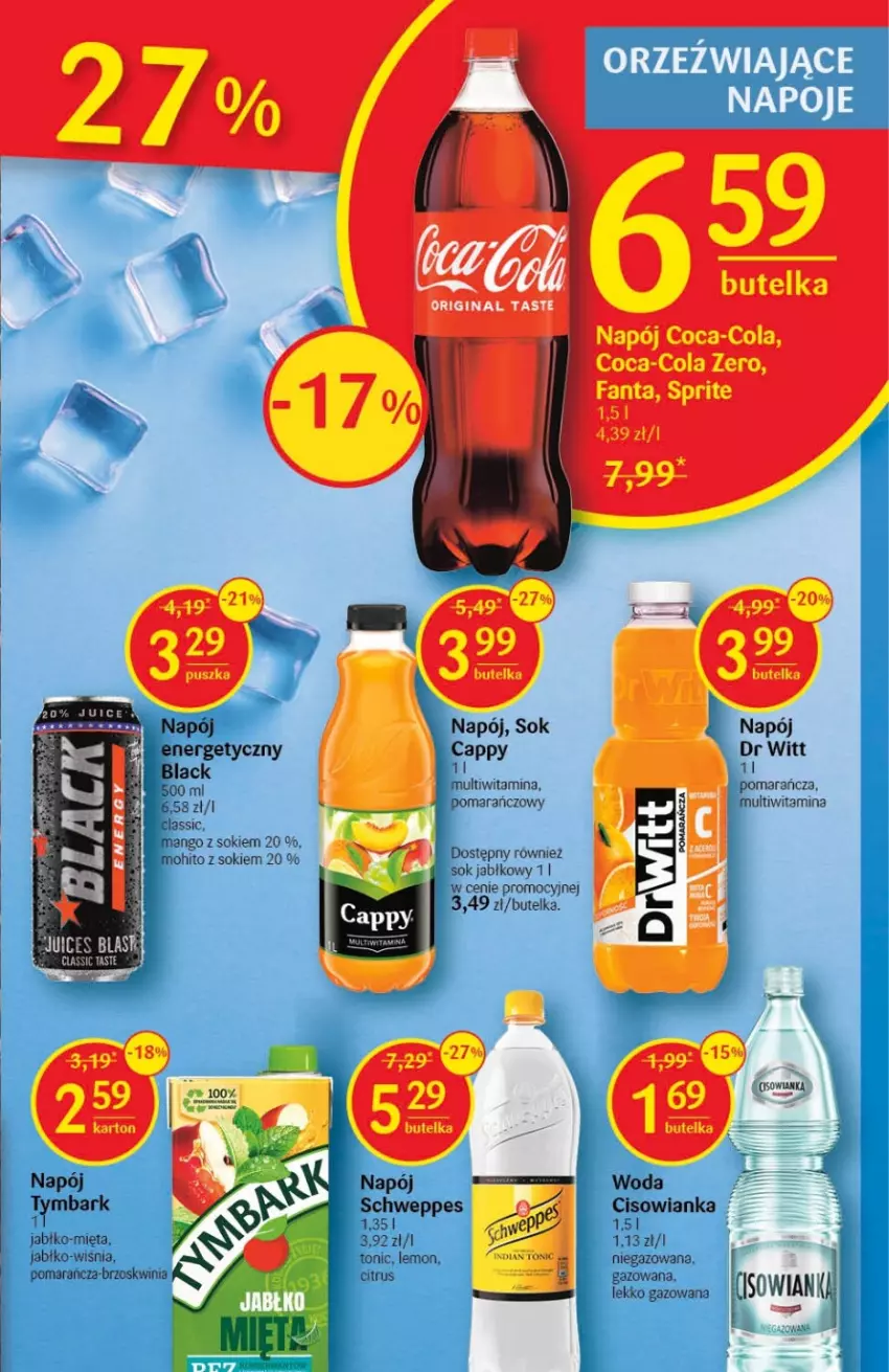 Gazetka promocyjna Delikatesy Centrum - Gazetka DC44 - ważna 10.11 do 16.11.2022 - strona 21 - produkty: Cappy, Cisowianka, Coca-Cola, Fa, Fanta, Gin, Lack, LG, Mango, Mięta, Napój, Napój energetyczny, Olej, Schweppes, Sok, Sok jabłkowy, Sprite