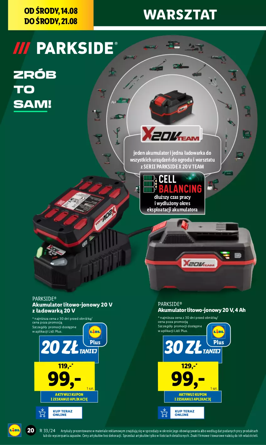 Gazetka promocyjna Lidl - GAZETKA - ważna 12.08 do 17.08.2024 - strona 22 - produkty: Akumulator, Parkside, Ser, Warka