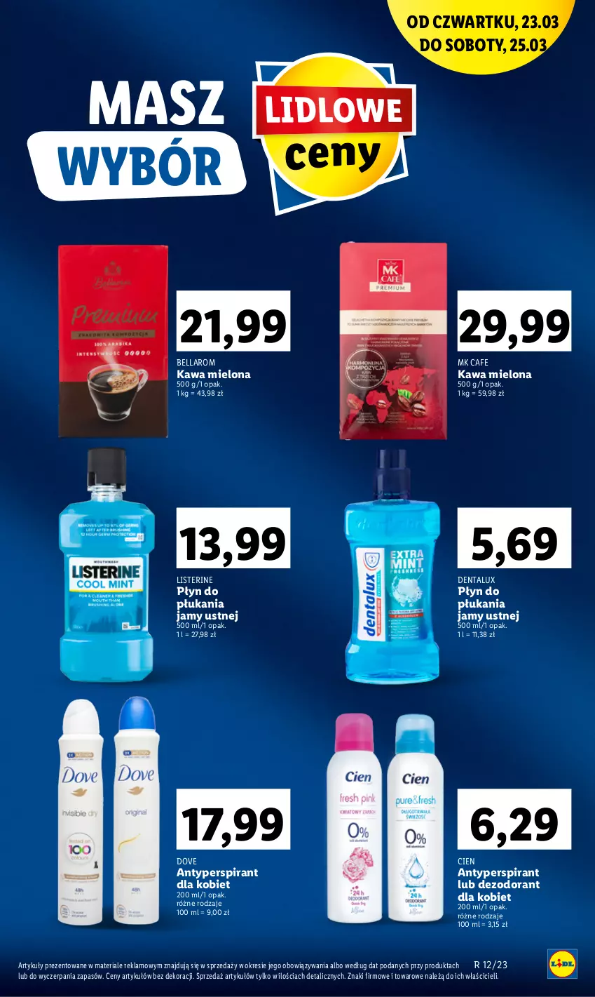 Gazetka promocyjna Lidl - GAZETKA - ważna 23.03 do 25.03.2023 - strona 11 - produkty: Antyperspirant, Bell, Bella, Dezodorant, Dove, Kawa, Kawa mielona, Listerine, Płyn do płukania, Płyn do płukania jamy ustnej