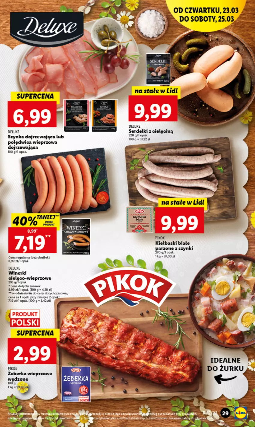 Gazetka promocyjna Lidl - GAZETKA - ważna 23.03 do 25.03.2023 - strona 31 - produkty: Kiełbaski białe, PIKOK, Polędwica, Ser, Serdelki, Szynka