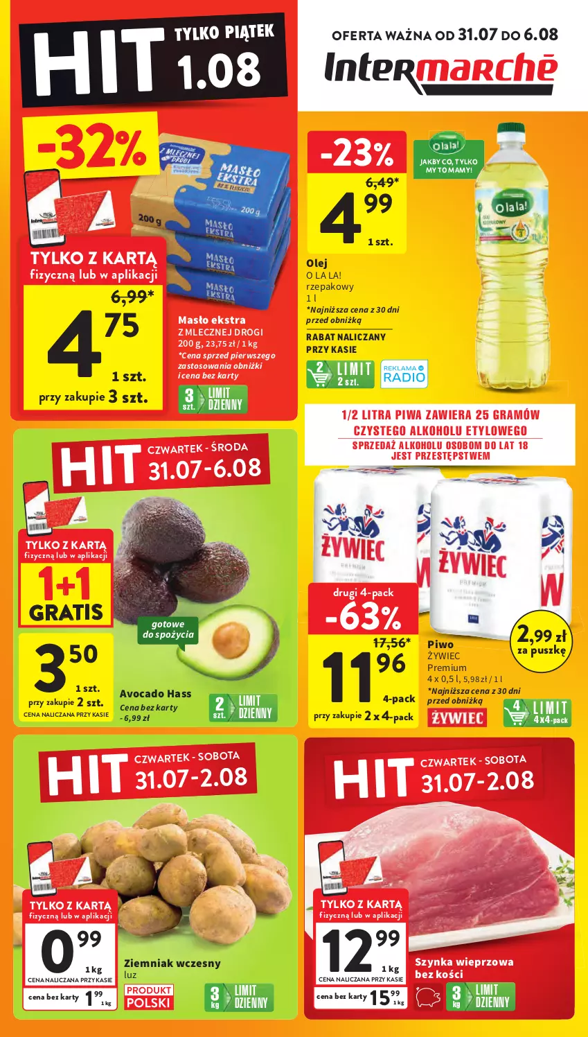 Gazetka promocyjna Intermarche - Gazetka promocyjna - ważna 31.07 do 06.08.2025 - strona 1 - produkty: Avocado, Gra, Masło, Olej, Piwa, Piwo, Szynka, Szynka wieprzowa