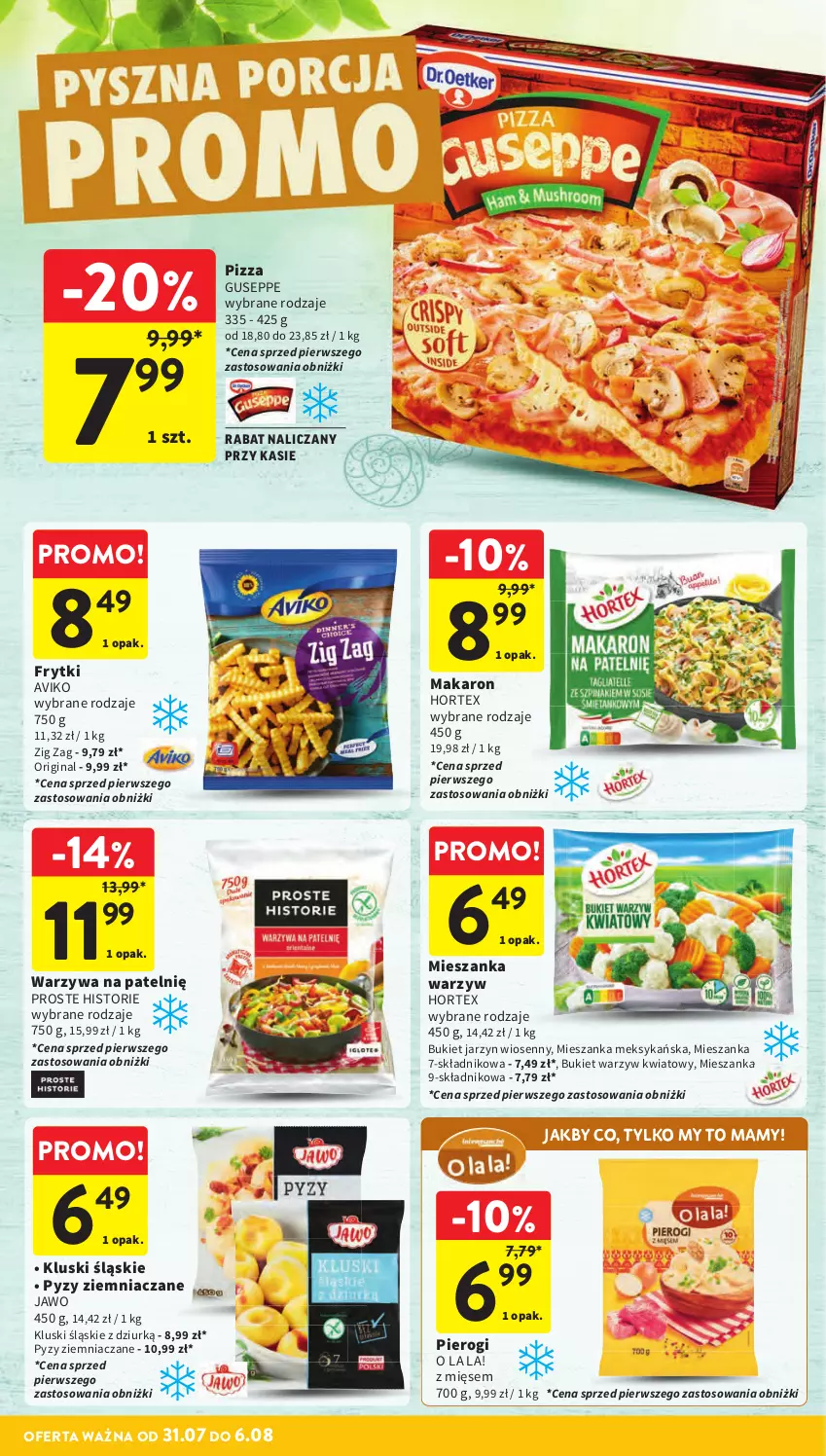 Gazetka promocyjna Intermarche - Gazetka promocyjna - ważna 31.07 do 06.08.2025 - strona 18 - produkty: Bukiet, Bukiet warzyw, Frytki, Gin, Hortex, Makaron, Mieszanka meksykańska, Mieszanka warzyw, Pierogi, Pizza, Warzywa