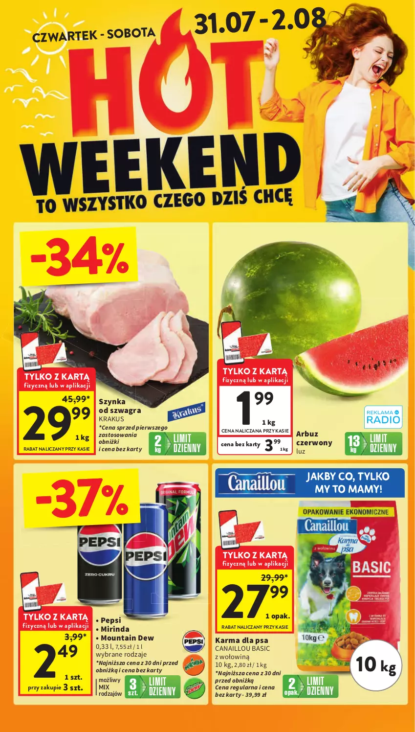 Gazetka promocyjna Intermarche - Gazetka promocyjna - ważna 31.07 do 06.08.2025 - strona 2 - produkty: Arbuz, Canaillou, Gra, Krakus, Mirinda, Pepsi, Szynka
