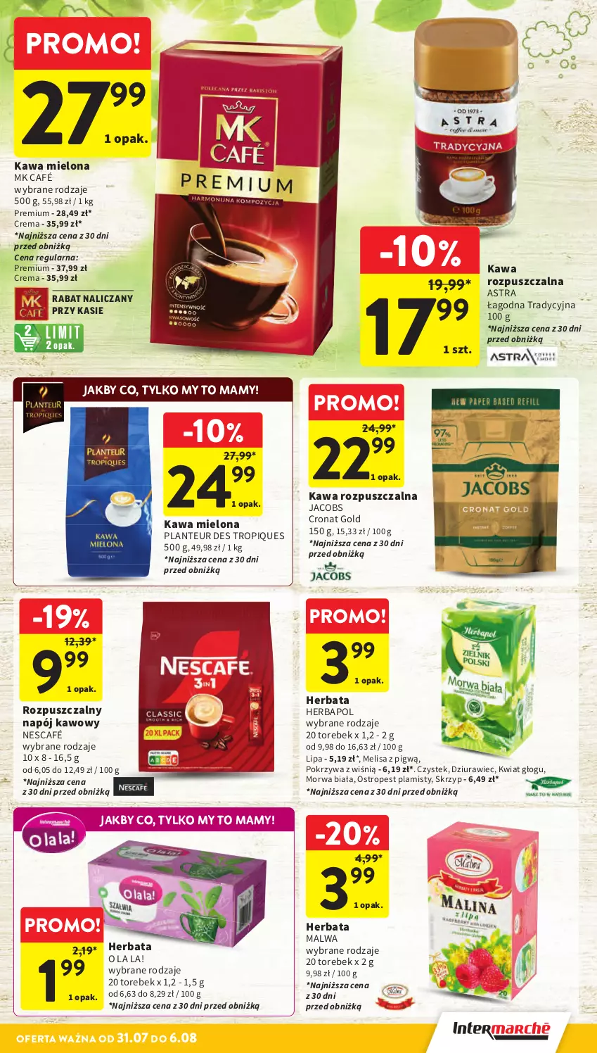 Gazetka promocyjna Intermarche - Gazetka promocyjna - ważna 31.07 do 06.08.2025 - strona 25 - produkty: Herbapol, Herbata, Jacobs, Kawa, Kawa mielona, Kawa rozpuszczalna, Napój, Nescafé, Ostropes, Stek