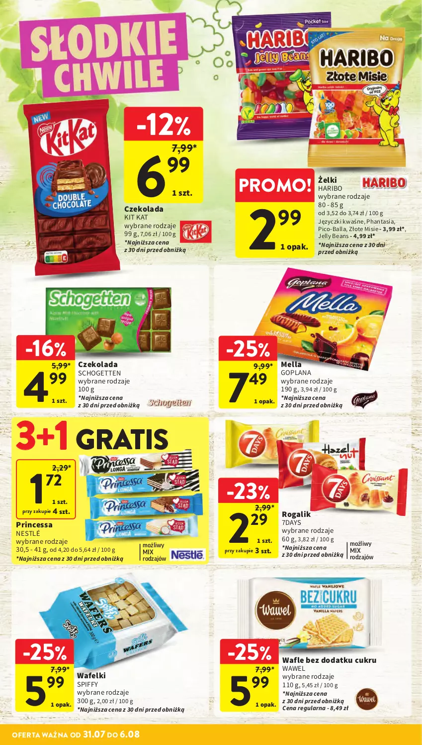 Gazetka promocyjna Intermarche - Gazetka promocyjna - ważna 31.07 do 06.08.2025 - strona 26 - produkty: Czekolada, Goplana, Gra, Haribo, Jelly beans, Kit Kat, LANA, Nestlé, Pico-Balla, Princessa, Rogal, Schogetten, Wafle, Wawel