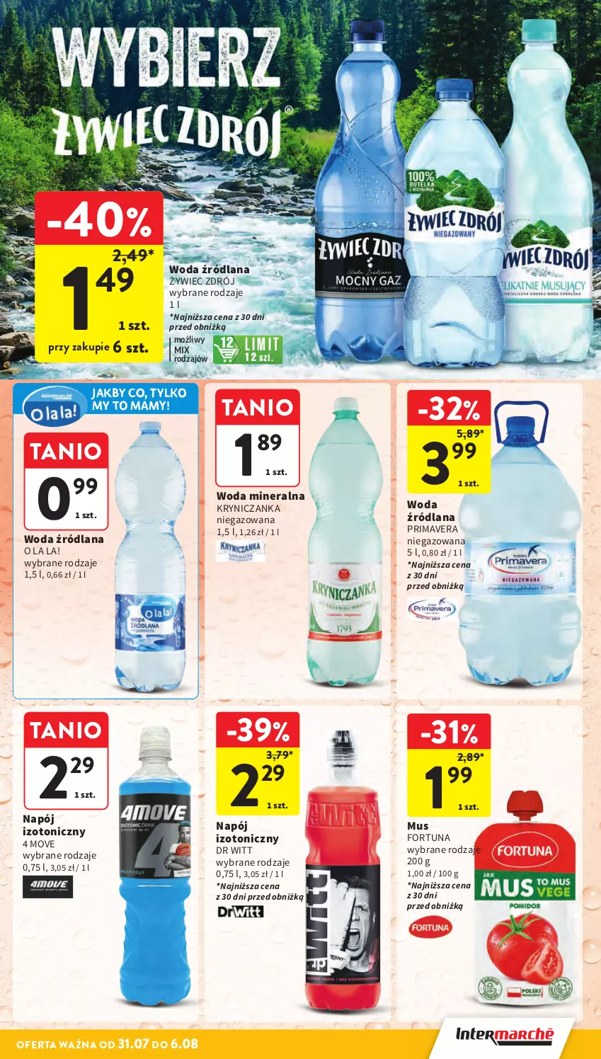Gazetka promocyjna Intermarche - Gazetka promocyjna - ważna 31.07 do 06.08.2025 - strona 31 - produkty: Fortuna, LANA, Mus, Napój, Napój izotoniczny, Prima, Primavera, Woda, Woda mineralna