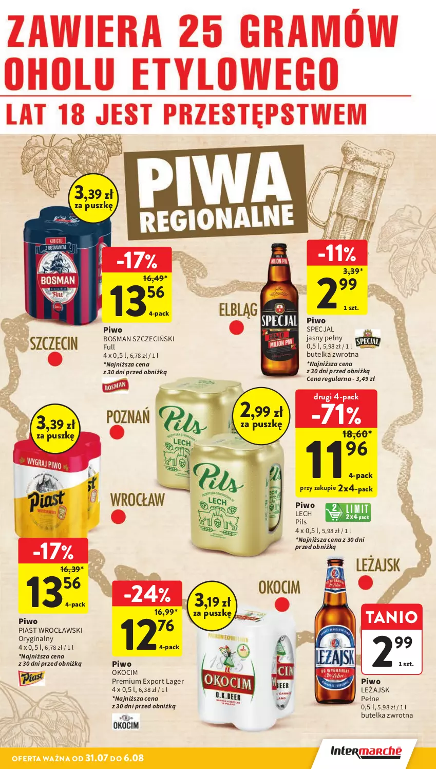 Gazetka promocyjna Intermarche - Gazetka promocyjna - ważna 31.07 do 06.08.2025 - strona 33 - produkty: Gin, Koc, Okocim, Piast, Piwo, Por