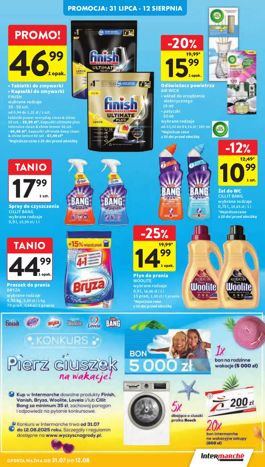 Gazetka promocyjna Intermarche - Gazetka promocyjna - ważna 31.07 do 06.08.2025 - strona 35 - produkty: Air Wick, Bryza, Cillit Bang, Finish, Odświeżacz powietrza, Płyn do prania, Proszek do prania, Spray do czyszczenia, Tablet, Tabletki do zmywarki, Woolite, Zmywarki