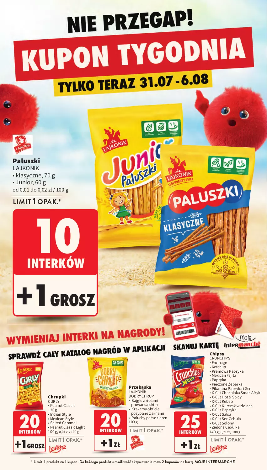Gazetka promocyjna Intermarche - Gazetka promocyjna - ważna 31.07 do 06.08.2025 - strona 41 - produkty: Bajgle, Cebula, Chipsy, Chrupki, Crunchips, Fa, Kebab, Ketchup, Krakersy, Kurczak, Lajkonik, Papryka, Piec, Salsa, Ser