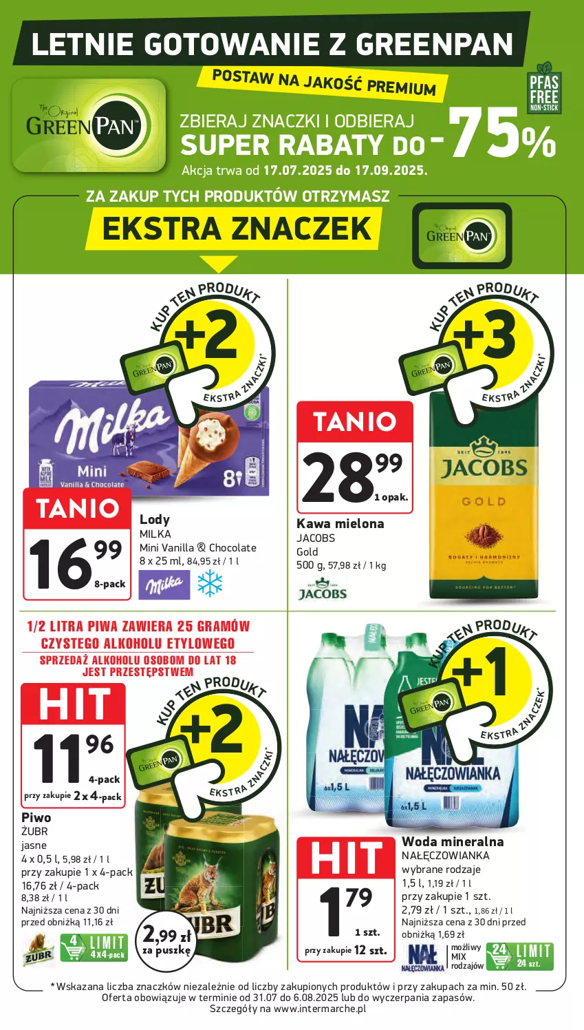Gazetka promocyjna Intermarche - Gazetka promocyjna - ważna 31.07 do 06.08.2025 - strona 42 - produkty: Gra, Jacobs, Kawa, Kawa mielona, Lody, Milka, Nałęczowianka, Piwa, Piwo, Woda, Woda mineralna