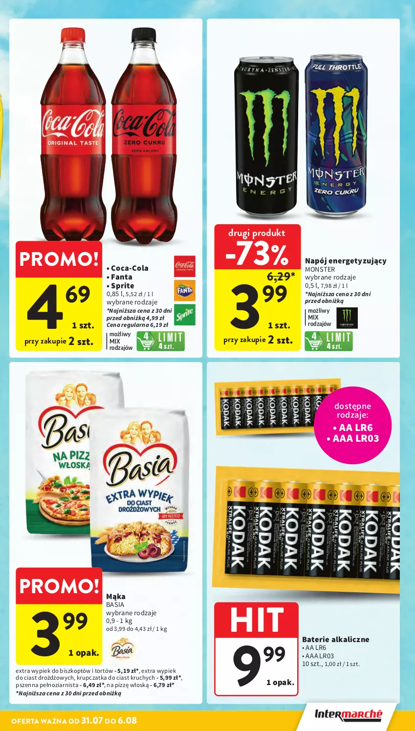 Gazetka promocyjna Intermarche - Gazetka promocyjna - ważna 31.07 do 06.08.2025 - strona 7 - produkty: Basia, Baterie alkaliczne, Coca-Cola, Fa, Fanta, Mąka, Napój, Sprite