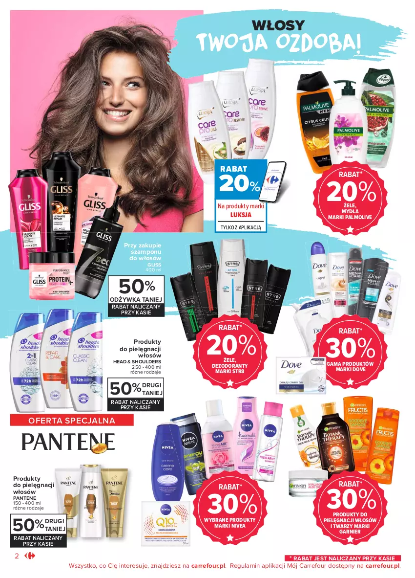 Gazetka promocyjna Carrefour - Gazetka Pięknie każdego dnia - ważna 28.06 do 10.07.2021 - strona 2 - produkty: Ba!, Dezodorant, Dove, Garnier, Luksja, Nivea, Odżywka, Ozdoba, Palmolive, Pantene, Str8, Szampon